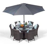 Thats Furniture Savannah Round 6 Seater Rattan Patio Dining Set in Grey