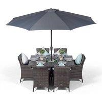 Thats Furniture Savannah Rectangle 6 Seat Rattan Dining Set Ice Bucket Drinks Cooler in Grey