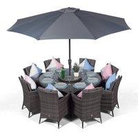 Thats Furniture Savannah Round 8 Seater Rattan Patio Dining Set in Grey