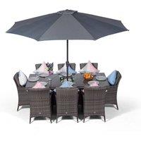 Thats Furniture Savannah Rectangle 8 Seat Rattan Dining Set Ice Bucket Drinks Cooler in Grey