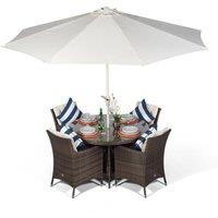 Thats Furniture Savannah Round 4 Seater Rattan Patio Dining Set in Brown