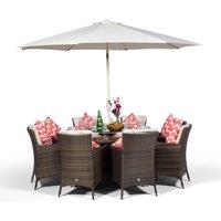 Thats Furniture Savannah Round 8 Seater Rattan Patio Dining Set in Brown