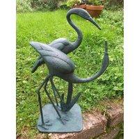 Inspirational Gifting Love Cranes Garden Sculpture Cast in Aluminium with Bronzed Finish in Bronze