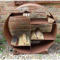 Inspirational Gifting Large Steel Round Log Store & Shelves Metal Log Holder Log Storage in Rustic 80cm in Brown