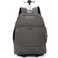 House of Leather Wheeled Laptop Backpack Convertible Trolley Jetmax in Grey | Size: Large