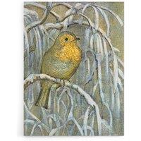 Artery8 Robin on Snowy Tree Branch Canvas Wall Art Print van Hoytema | Size: W24 x H32