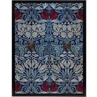 Artery8 Tulip & Rose Floral Pattern Framed Canvas Wall Art Print W. Morris in Blue | Size: W24 x H32