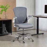 HOMCOM Ergonomic Tall Office Chair, 360 Degree Swivel Task Stool in Dark Grey | Size: 60 cm x 60 cm