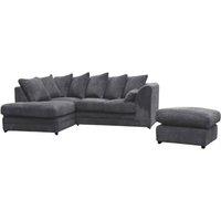 SNUG FURNITURE BIRMINGHAM LTD Jumbo Cord Left Hand Corner Sofa With FREE footstool in Grey