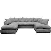 SNUG FURNITURE BIRMINGHAM LTD Preston U Shaped Jumbo Cord Scatter-Back Corner Sofa in Grey
