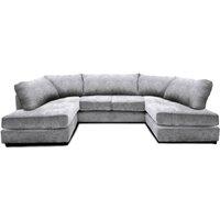 SNUG FURNITURE BIRMINGHAM LTD Ashton Full Back U Shaped Corner Sofa Chenille 6 Seater in Silver