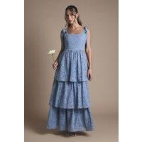 Oasis Women's Lace Tiered Maxi Bridesmaid Dress in Light Blue | Size: 8