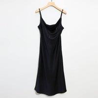 Soft Strokes Silk Women's Silk Slip Dress Rebirth of Venus - Black | Size: 2
