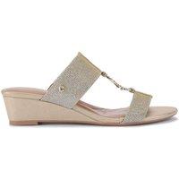 Carvela Women's 'Arletta Mid Wedge' Fabric Sandals in Gold | Size: 3
