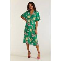Yumi Women's Green Floral Midi Dress | Size: 26