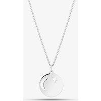 T.H.Baker Women's Silver Moon & Star Cut Out Pendant P-4083 | Size: 18 inches