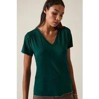 James Lakeland Women's Dark Green V-neck T-shirt | Size: 14