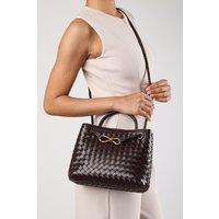 Where's That From Women's 'Luna' Woven Leather Tote Bag With Gold Detail in Brown