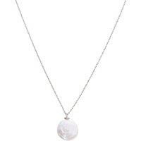 Spero London Women's Baroque Flat Pearl Pendant Necklace Sterling Silver