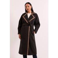 Wallis Women's Principles by Contrast Wrap Coat in Brown | Size: 12