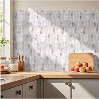 Living and Home 10Pcs Gradient Color 3D Arch Self-Adhesive Wall Tile Stickers in Light Beige