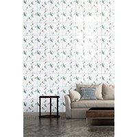 Living and Home 10pcs Self-Adhesive Green Leaf PVC Wallpapers, 40x40cm in White | Size: 40x40 cm