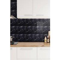 Living and Home 10pcs Peel and Stick Black Marble Wall Sticker, 40x40cm | Size: 40x40 cm