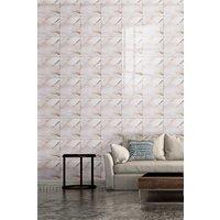 Living and Home 10pcs Peel and Stick White Marble Gold Cracked Wall Sticker, 40x40cm | Size: 40x40 cm