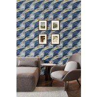 Living and Home 10pcs Peel and Stick Blue Gold Marble PVC Wall Sticker, 40X40cm | Size: 40X40 cm