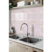 Living and Home 10Pcs 3D Rectangle Straight Pattern Self-Adhesive Wall Tile Stickers in Light Pink
