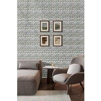 Living and Home 10Pcs Self-Adhesive 3D Stone Effect UV Coated Wall Tile Stickers Subway Tiles in Grey