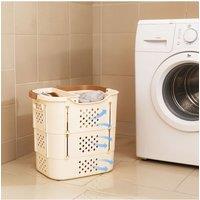 Living and Home Collapsible Portable Laundry Basket with Underwear Storage Hamper in Cream