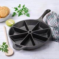 Living and Home Non-stick 8-edges Cast Iron Cornbread Pan Bakeware Skillet Cake Pan Cookware for Scones Biscuit Tatin in Black
