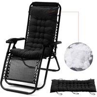 Garden Sanctuary 40x110cm Beach Lounge Seat Cushion Office Sofa Chair Cushion Rocking Chair Pad in Black | Size: 40x110 cm