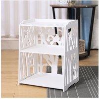 Rustic White Wood Bedside Table