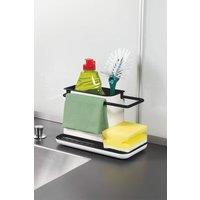 Living and Home Sponge Cloth Holder Sink Caddy Organiser Drainage Rack with Kitchen Utensils Storage in Black