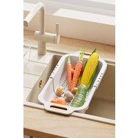 Living and Home 2-Layer Retractable Drainer Basket Fruit Vegetables Strainer Colander Racks Holders in White