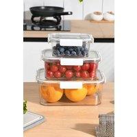 Living and Home 3Pcs Plastic Food Storage Containers with Lids 450ml / 950ml / 1800ml in Clear