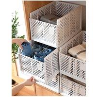 Living and Home Plastic Compartments Stackable Clothes Storage Basket Wardrobe Drawer Organizer in Off-White