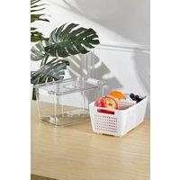 Living and Home 2 Layer 1.7L Fridge Drain Storage Basket 2-Grid Box Food Fruit Vegetable Container with Lid, Detachable Divider in White
