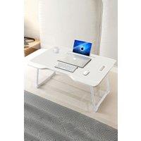 Living and Home Laptop Table Portable Folding Computer Notebook Desk Office Stand in White