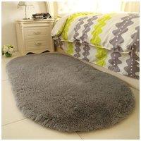H&O Direct Oval Super Soft Shaggy Area Rug in Grey | Size: 60 cm x 90 cm