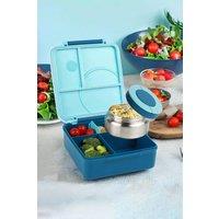 Living and Home 4-Grid Bento Lunch Box with Stainless Steel Bowl & Movable Divider in Blue