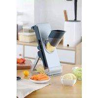 Living and Home Kitchen Manual Mandoline Slicer Vegetable Fruit Chopper Cutter Grater with Food Container & 3 Blades in Grey