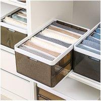 Living and Home 7 Dividers Folding Clothes Organiser Wardrobe Drawer Storage Box with Lid in Brown