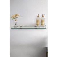 H&O Direct Silver Shelf Tempered Glass Aluminum 6MM Thick Storage Organizer Wall Mounted Bathroom