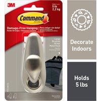 3M CLAW Command Forever Classic Brushed Nickel Large Metal Hook FC13-BN in Metallic Silver