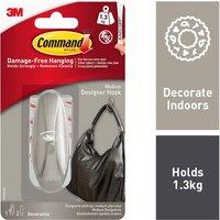 3M CLAW Command Brushed Nickel Medium Designer Hook 17081BN in White