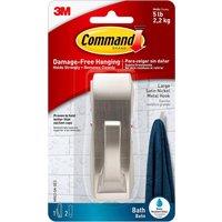 3M CLAW Command Bath Modern Reflections Satin Nickel Medium Metal Hook MR02-SN-B in Silver