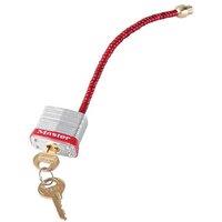 Master Lock Lockout Padlock With Flexible Braided Steel Cable Shackle in Red